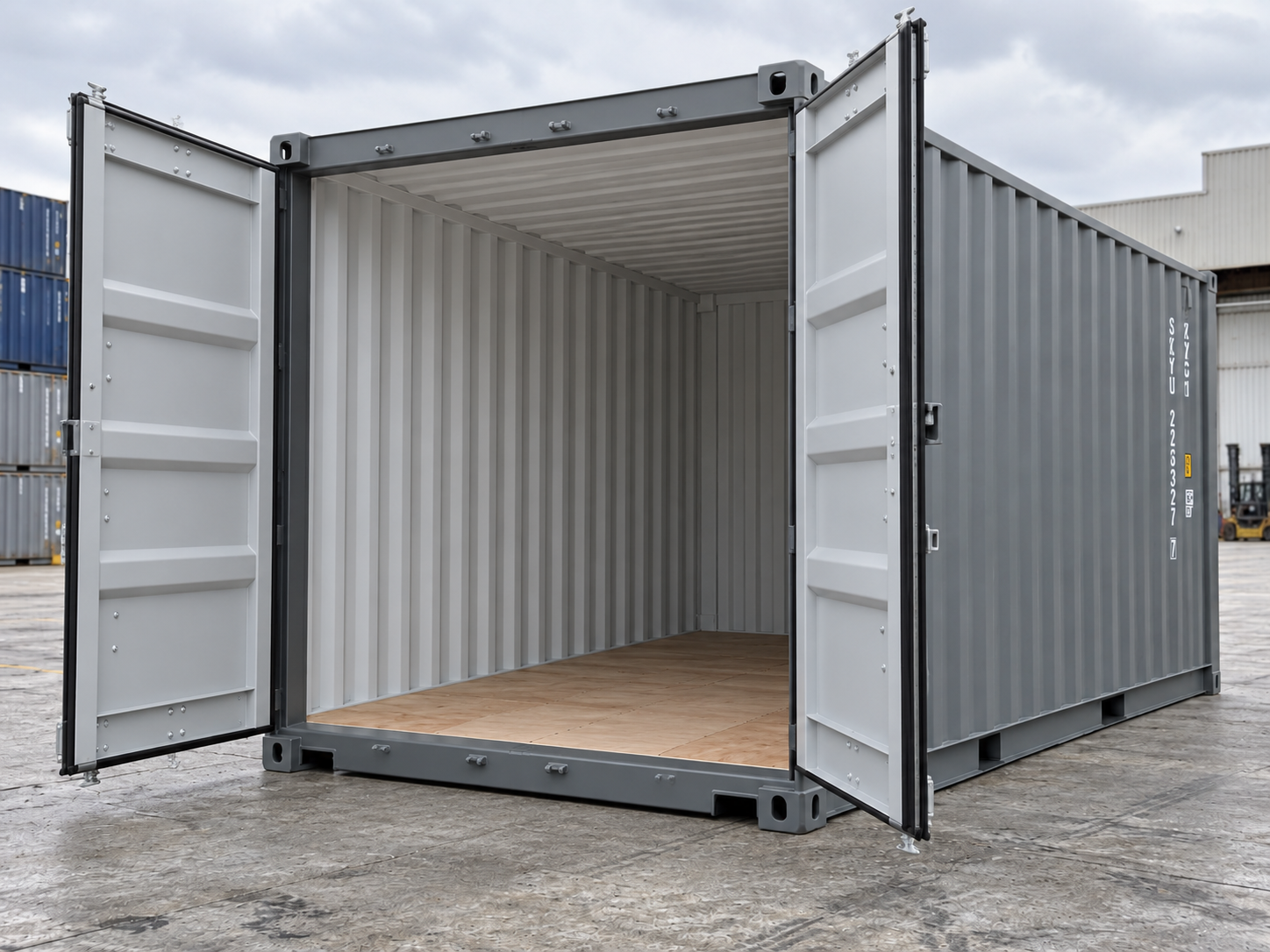 conteneur de stockage 20 pieds dry gris 03 portes ouvertes conteneur de stockage 20 pieds dry gris 03 portes ouvertes