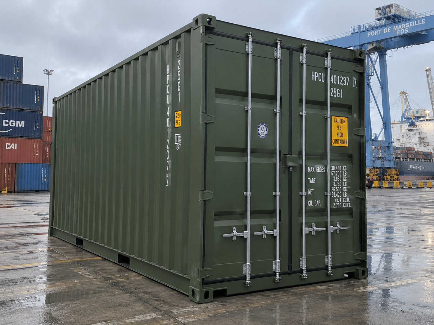 conteneur de stockage 20 pieds high cube vert 01 trois quarts conteneur de stockage 20 pieds high cube vert 01 trois quarts