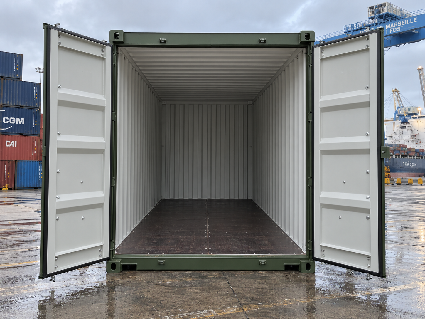 conteneur de stockage 20 pieds high cube vert 02 portes ouvertes conteneur de stockage 20 pieds high cube vert 02 portes ouvertes