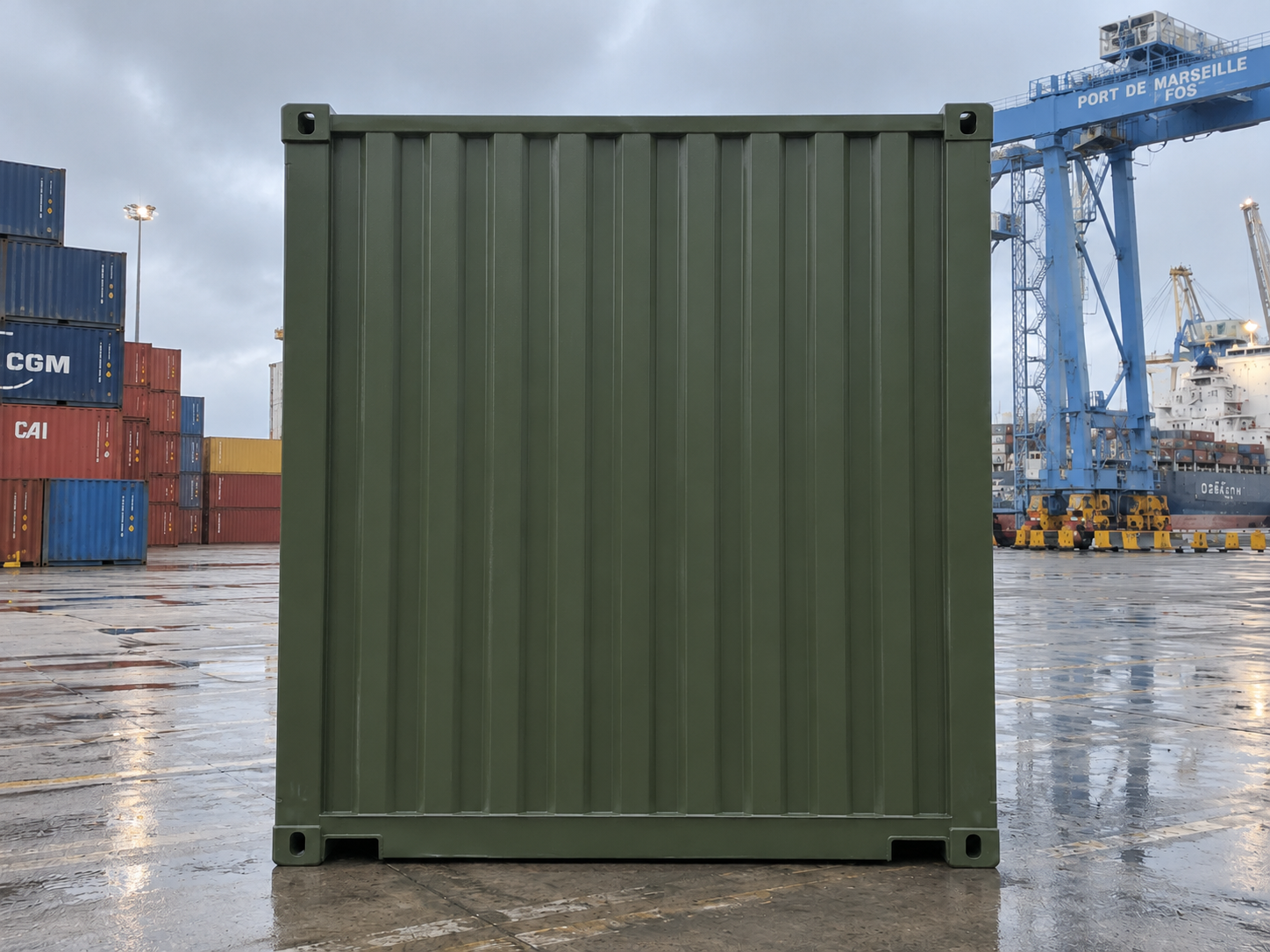 conteneur de stockage 20 pieds high cube vert 03 arriere conteneur de stockage 20 pieds high cube vert 03 arriere
