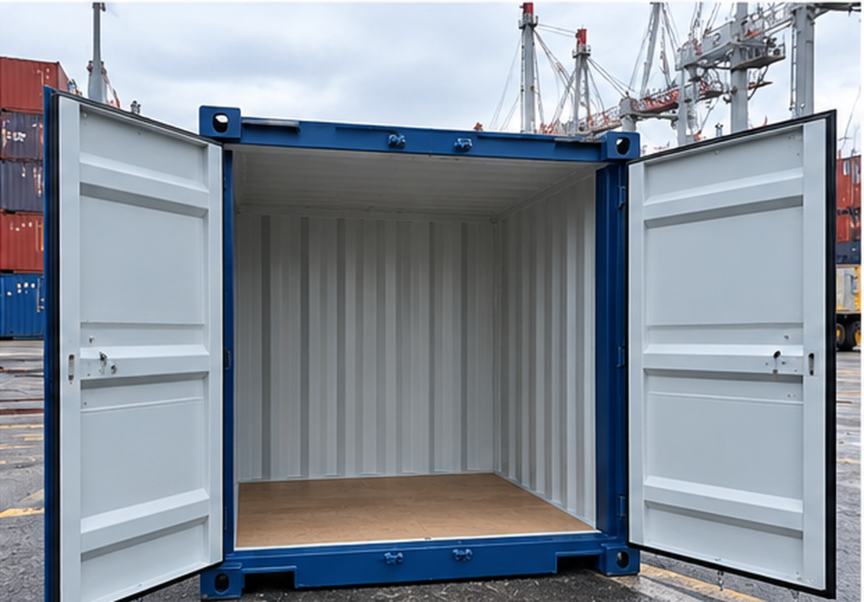 conteneur de stockage 8 pieds dry bleu 02 portes ouvertes conteneur de stockage 8 pieds dry bleu 02 portes ouvertes