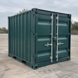 conteneur de stockage 8 pieds dry vert 01 trois quarts