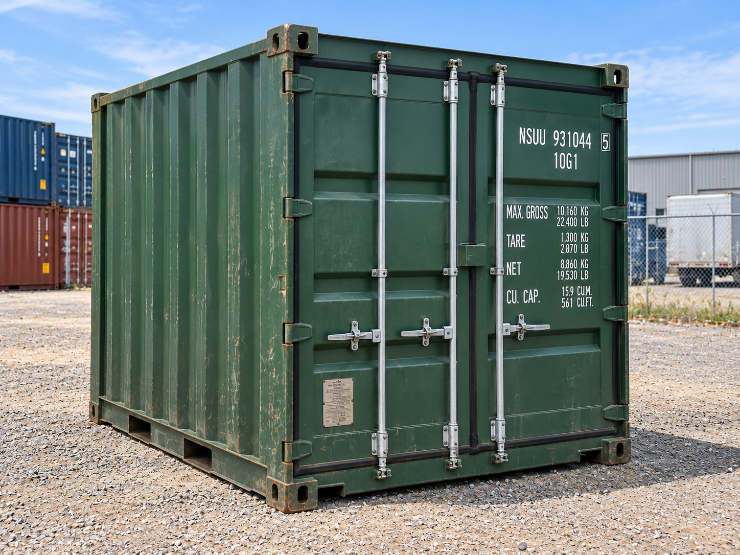conteneur maritime 10 pieds dry vert 01 trois quarts conteneur maritime 10 pieds dry vert 01 trois quarts