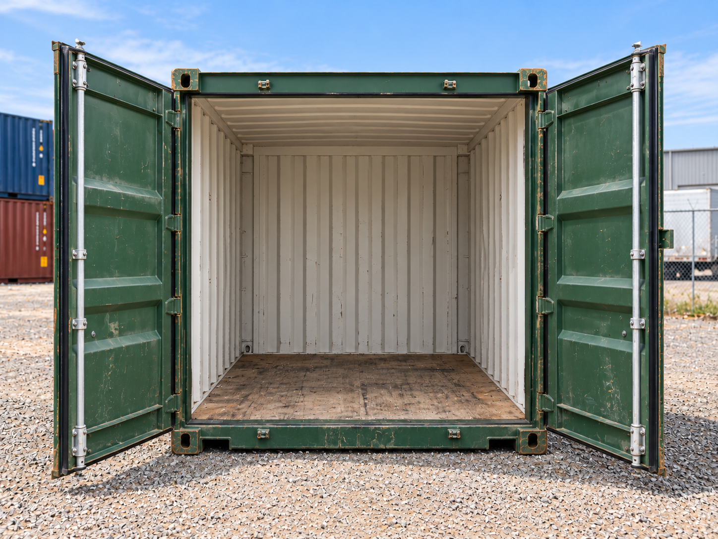 conteneur maritime 10 pieds dry vert 03 portes ouvertes conteneur maritime 10 pieds dry vert 03 portes ouvertes