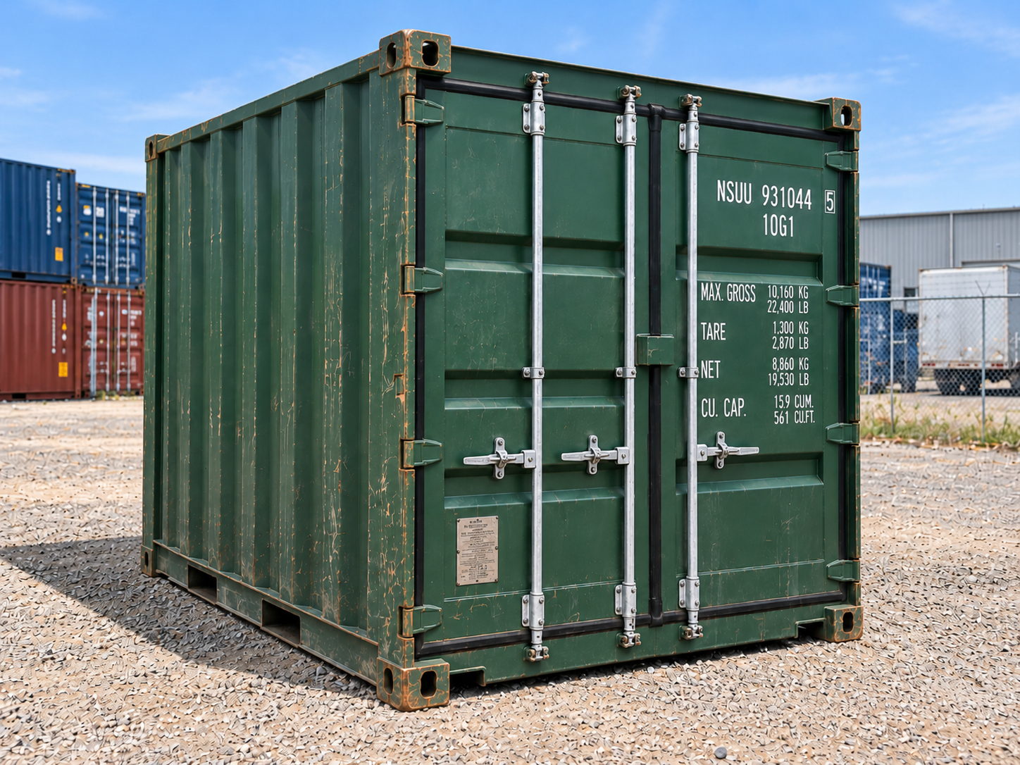 conteneur maritime 10 pieds dry vert 04 trois quarts conteneur maritime 10 pieds dry vert 04 trois quarts