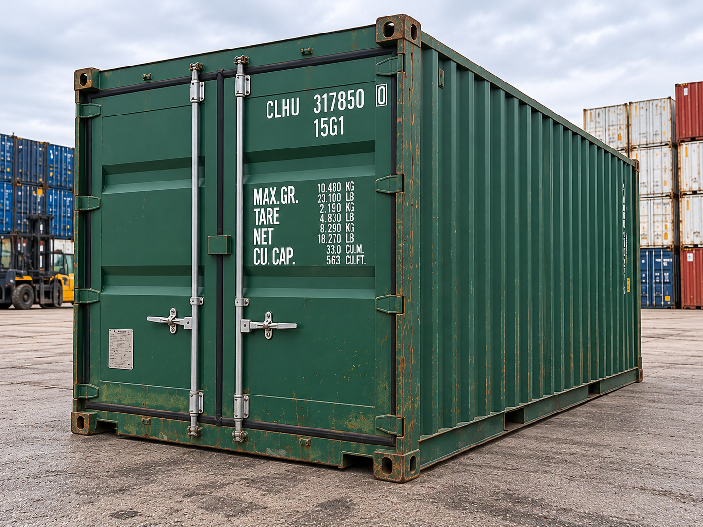 conteneur maritime 15 pieds dry vert 06 trois quarts conteneur maritime 15 pieds dry vert 06 trois quarts
