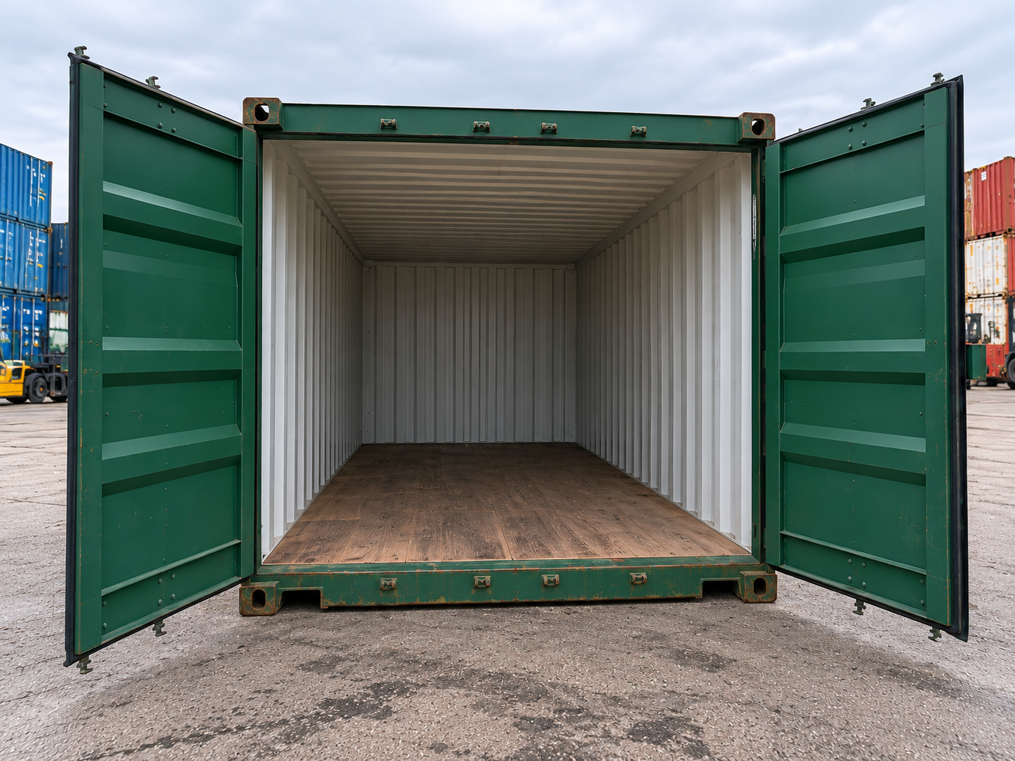 conteneur maritime 15 pieds dry vert 07 portes ouvertes conteneur maritime 15 pieds dry vert 07 portes ouvertes