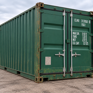 conteneur maritime 15 pieds dry vert 08 trois quarts