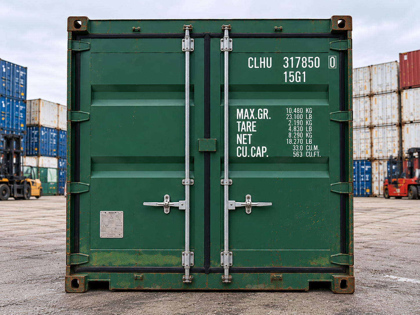 conteneur maritime 15 pieds dry vert 09 face conteneur maritime 15 pieds dry vert 09 face
